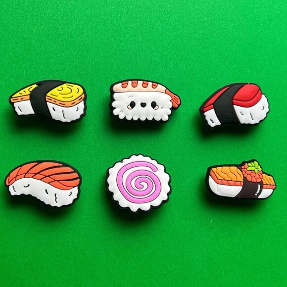 Sushi Crocs Shoe Charms Set of 6 - jibbitz Charms  Asian Food Ramen Crocs Charms - Picture 1 of 6